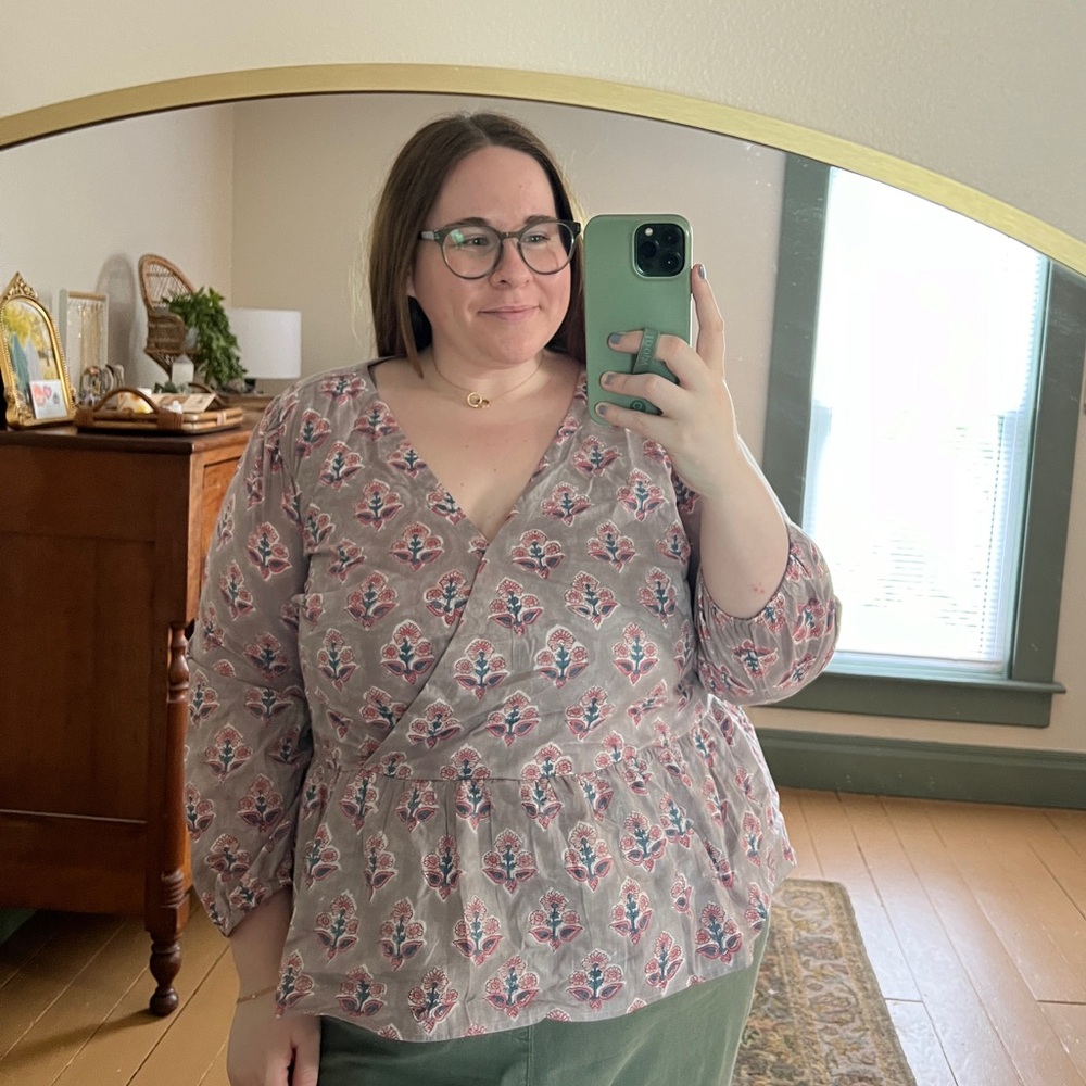 2X Block Print Blouse